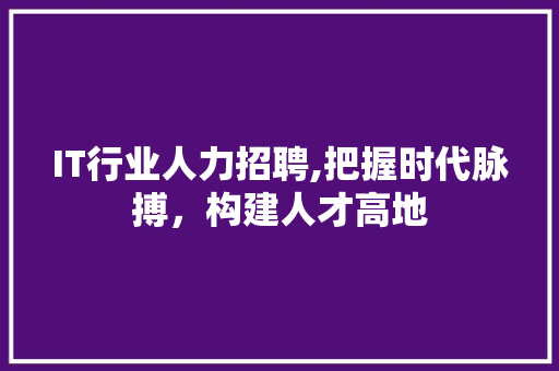 IT行业人力招聘,把握时代脉搏，构建人才高地
