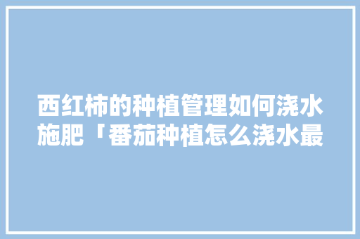 西红柿的种植管理如何浇水施肥「番茄种植怎么浇水最好」 西红柿的种植管理如何浇水施肥「番茄种植怎么浇水最好」 番茄种植技巧