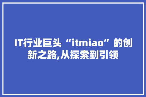 IT行业巨头“itmiao”的创新之路,从探索到引领