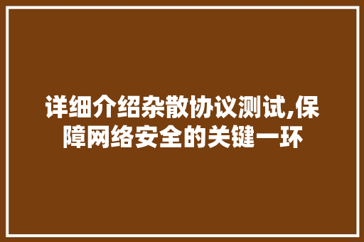 详细介绍杂散协议测试,保障网络安全的关键一环