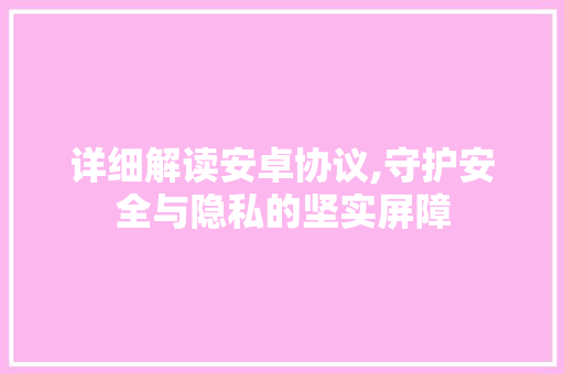 详细解读安卓协议,守护安全与隐私的坚实屏障