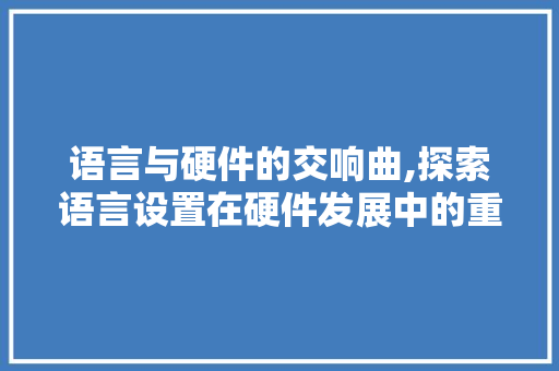 语言与硬件的交响曲,探索语言设置在硬件发展中的重要作用