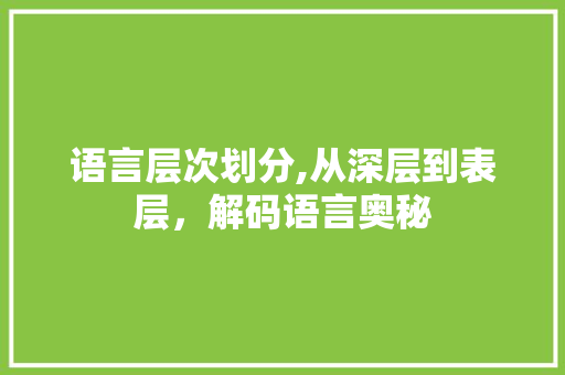 语言层次划分,从深层到表层，解码语言奥秘