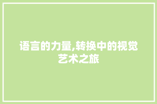 语言的力量,转换中的视觉艺术之旅