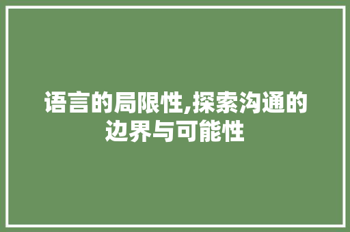 语言的局限性,探索沟通的边界与可能性