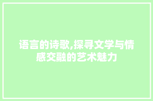 语言的诗歌,探寻文学与情感交融的艺术魅力
