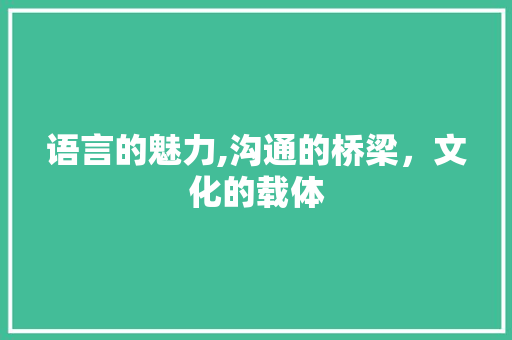 语言的魅力,沟通的桥梁，文化的载体