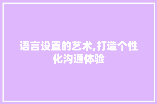 语言设置的艺术,打造个性化沟通体验