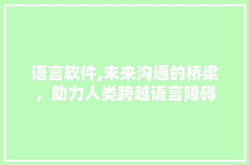 语言软件,未来沟通的桥梁，助力人类跨越语言障碍