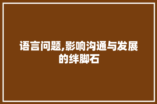 语言问题,影响沟通与发展的绊脚石