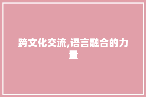 跨文化交流,语言融合的力量
