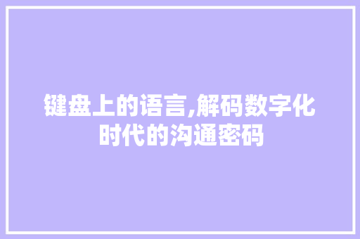 键盘上的语言,解码数字化时代的沟通密码