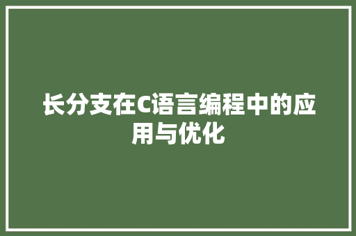 长分支在C语言编程中的应用与优化