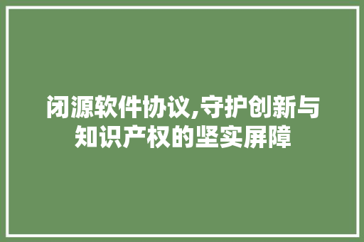 闭源软件协议,守护创新与知识产权的坚实屏障