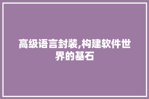 高级语言封装,构建软件世界的基石