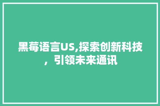 黑莓语言US,探索创新科技，引领未来通讯