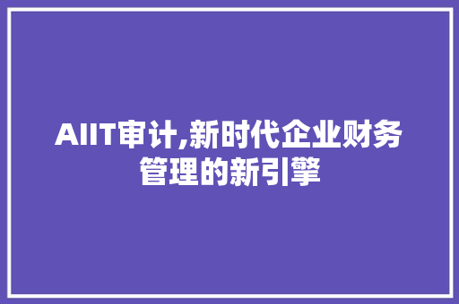 AIIT审计,新时代企业财务管理的新引擎