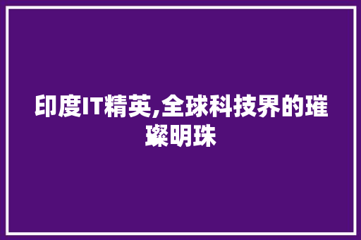 印度IT精英,全球科技界的璀璨明珠 花朵知识