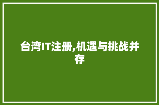 台湾IT注册,机遇与挑战并存