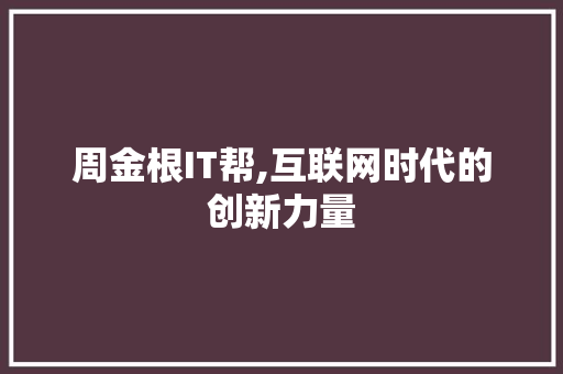 周金根IT帮,互联网时代的创新力量