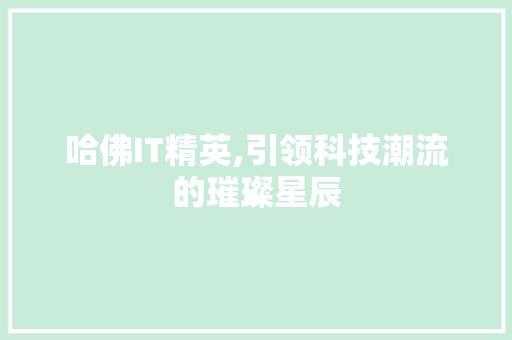 哈佛IT精英,引领科技潮流的璀璨星辰