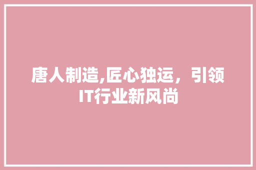 唐人制造,匠心独运，引领IT行业新风尚
