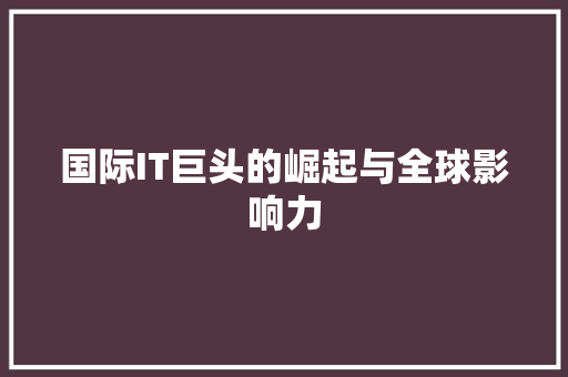 国际IT巨头的崛起与全球影响力