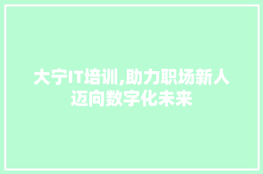 大宁IT培训,助力职场新人迈向数字化未来