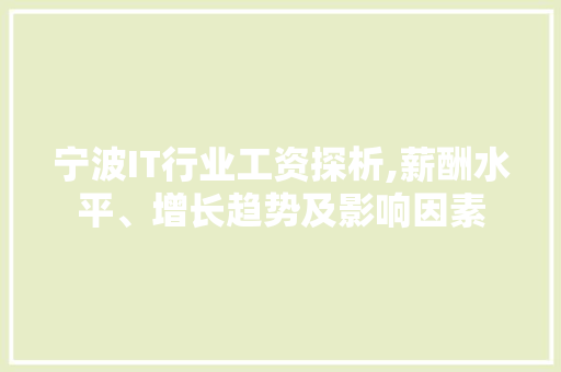 宁波IT行业工资探析,薪酬水平、增长趋势及影响因素