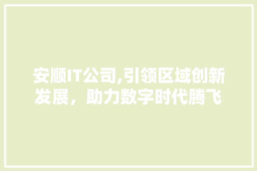 安顺IT公司,引领区域创新发展，助力数字时代腾飞