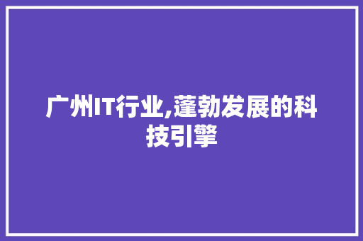 广州IT行业,蓬勃发展的科技引擎