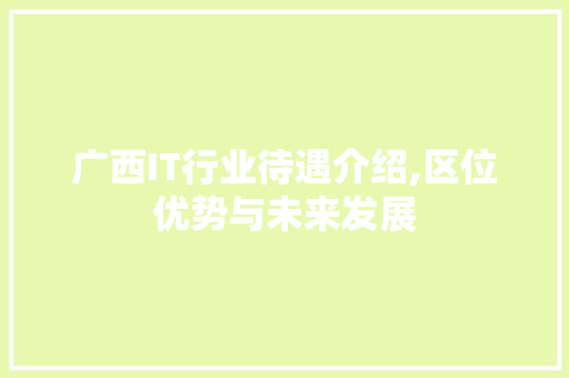 广西IT行业待遇介绍,区位优势与未来发展