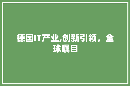 德国IT产业,创新引领，全球瞩目
