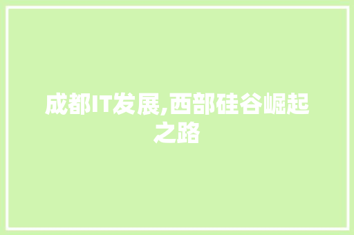 成都IT发展,西部硅谷崛起之路