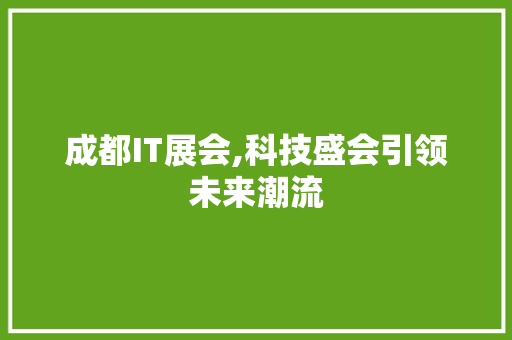 成都IT展会,科技盛会引领未来潮流