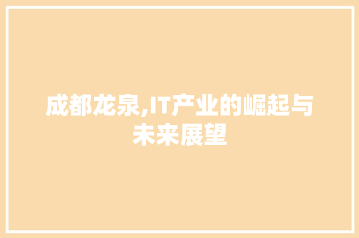 成都龙泉,IT产业的崛起与未来展望