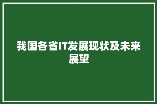 我国各省IT发展现状及未来展望
