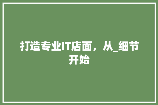 打造专业IT店面，从_细节开始