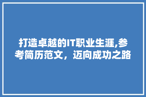 打造卓越的IT职业生涯,参考简历范文，迈向成功之路