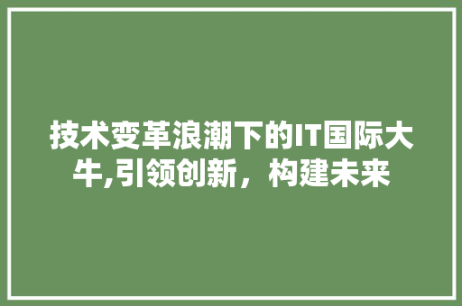 技术变革浪潮下的IT国际大牛,引领创新，构建未来