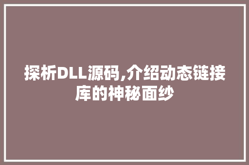 探析DLL源码,介绍动态链接库的神秘面纱