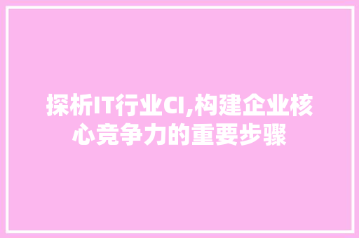 探析IT行业CI,构建企业核心竞争力的重要步骤