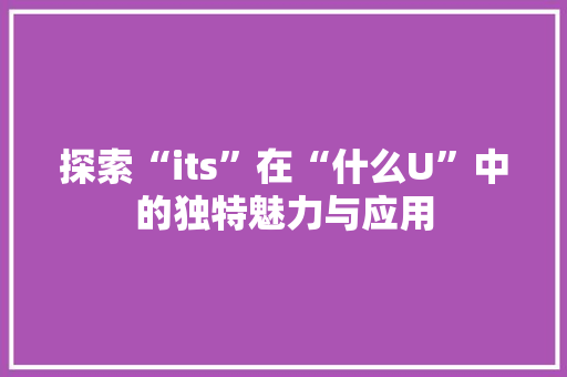 探索“its”在“什么U”中的独特魅力与应用