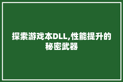 探索游戏本DLL,性能提升的秘密武器
