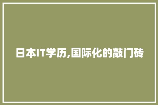 日本IT学历,国际化的敲门砖