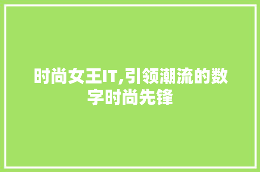 时尚女王IT,引领潮流的数字时尚先锋