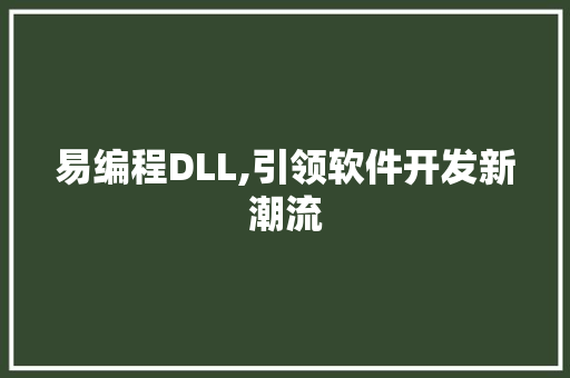 易编程DLL,引领软件开发新潮流