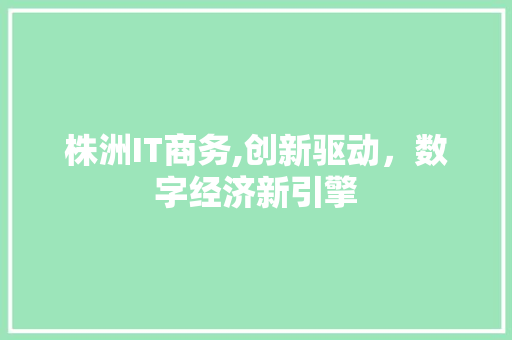 株洲IT商务,创新驱动，数字经济新引擎