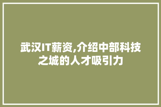 武汉IT薪资,介绍中部科技之城的人才吸引力