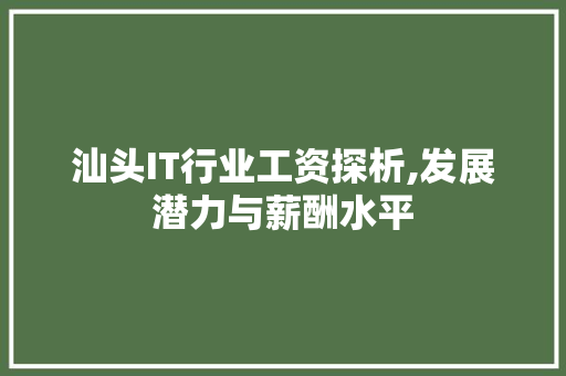 汕头IT行业工资探析,发展潜力与薪酬水平
